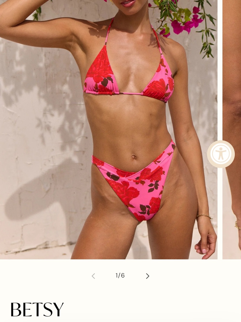 RESA Pink and Red Floral Triangle Bikini Set in Rosebud.
